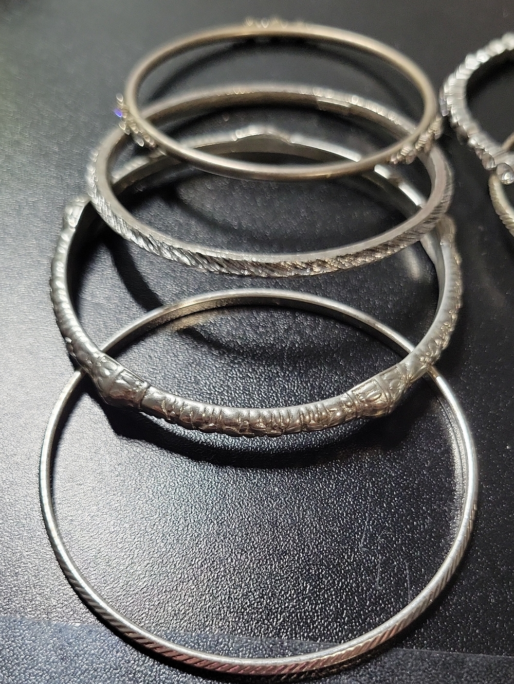 Silver Tone Rhinestone Stackable Bangle Bracelet Lot - Picture 9 of 11